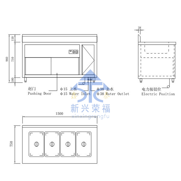 柜式保温售饭台尺寸图