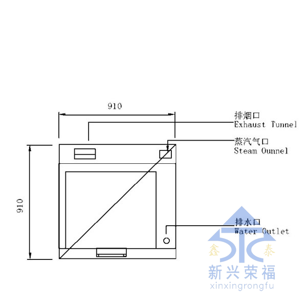 多功能三门蒸柜尺寸图（顶）