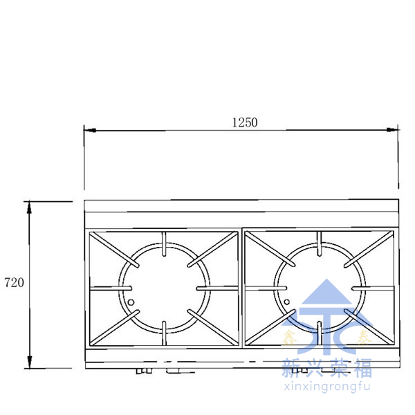 燃气低汤灶尺寸图（顶）
